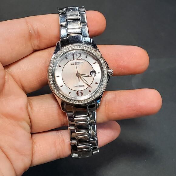 Citizen Women's FE1140-86X Silhouette Crystal Stainless Steel Watch Working - Picture 1 of 7